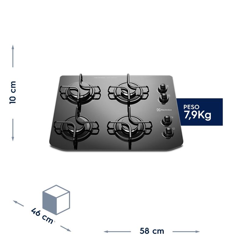 Cooktop Electrolux Mesa Vidro Temperado 4 Bocas GC58V Bivolt