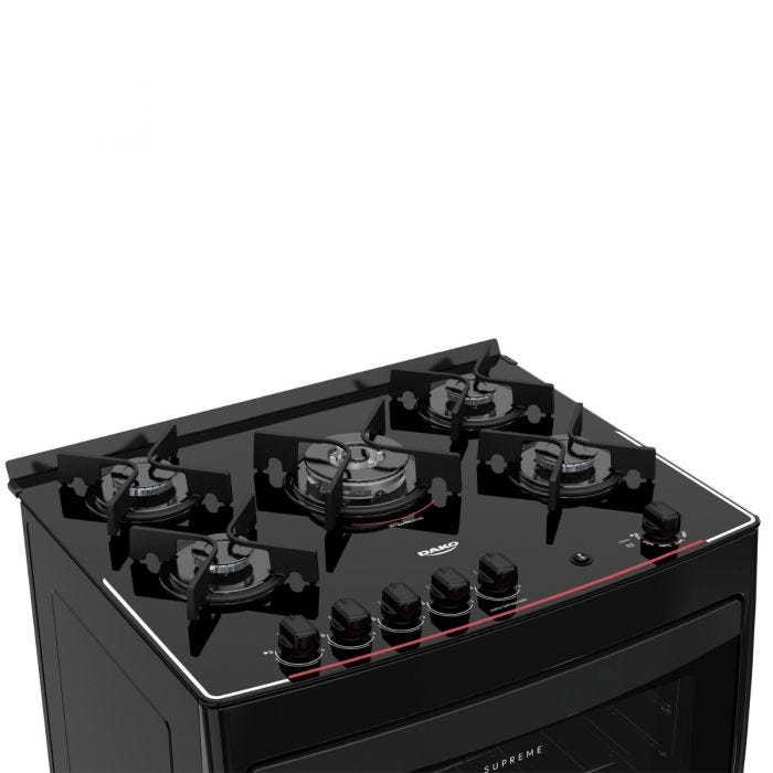 Fogao-de-Piso-Dako-5-Bocas-Supreme-Glass-com-Mesa-de-Vidro-e-Tripla-Chama-Preto-–-Bivolt