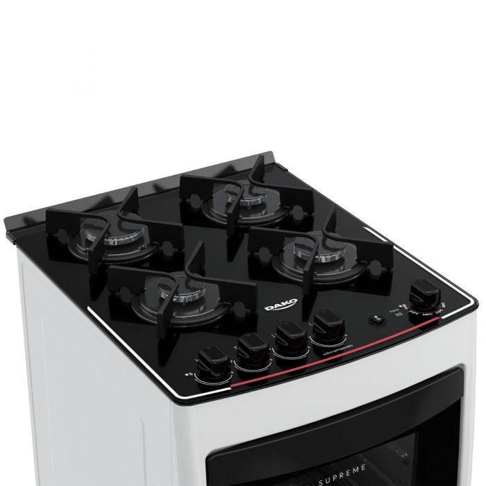 Fogao-de-Piso-Dako-4-Bocas-Supreme-Glass-com-Mesa-de-Vidro-e-Tripla-Chama-Branco-–-Bivolt