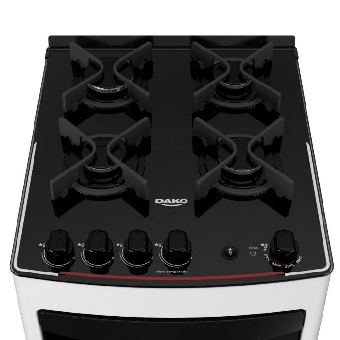 Fogao-de-Piso-Dako-4-Bocas-Supreme-Glass-com-Mesa-de-Vidro-e-Tripla-Chama-Branco-–-Bivolt