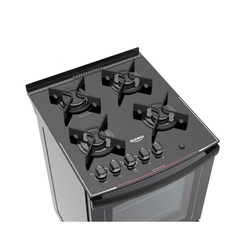 Fogao-de-Piso-Dako-4-Bocas-Glass-com-Mesa-de-Vidro-e-Mega-Chama-Preto-–-Bivolt