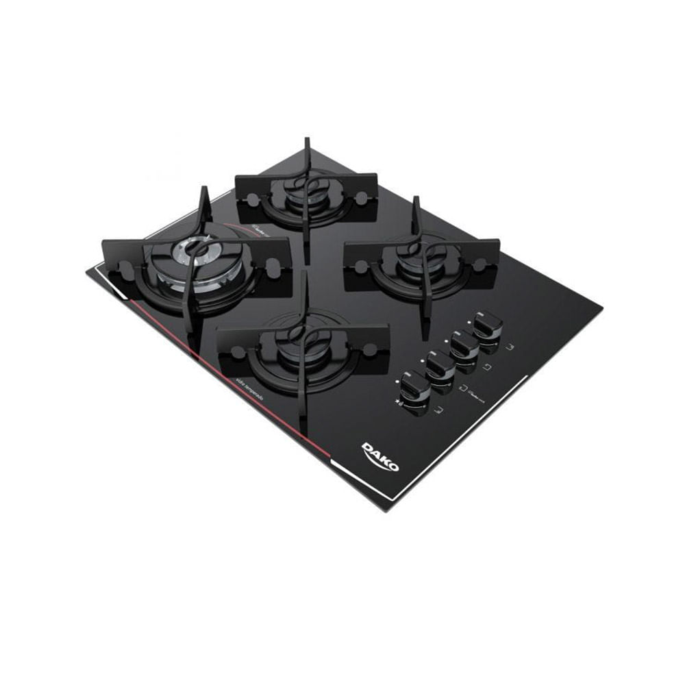 Cooktop Dako 4 Bocas Glass Turbo Cook com Mesa de Vidro e Tripla Chama