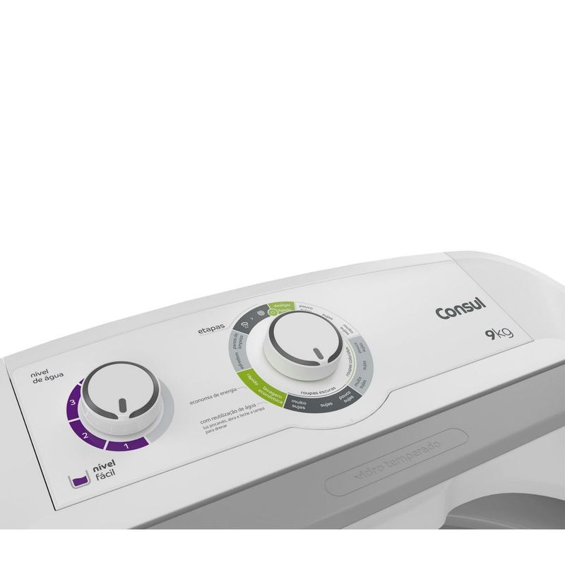LavadoraConsul9KgDosagemExtraEconomicaeCicloEdredomBrancaCWB09AB–127Volts
