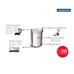 LixeiracomPedalTramontinaBrasil3LitroscomBaldeInternoeAcabamentoInoxPolido