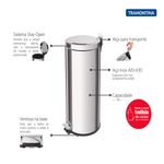 LixeiracomPedalTramontinaBrasil30LitroscomBaldeInternoRemoviveleAcabamentoInoxPolido