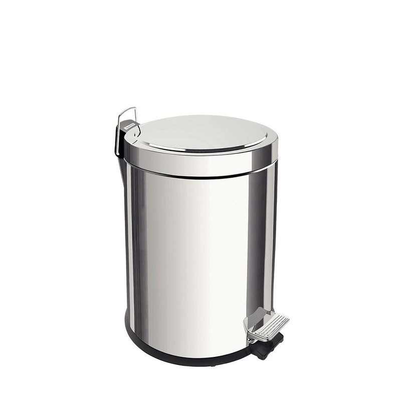 LixeiracomPedalTramontinaBrasil5LitroscomBaldeInternoeAcabamentoInoxPolido