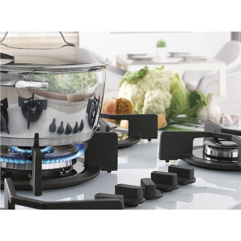 Cooktop a Gás Fischer 5 Bocas TC Infinity Mesa Vidro Branco Puro