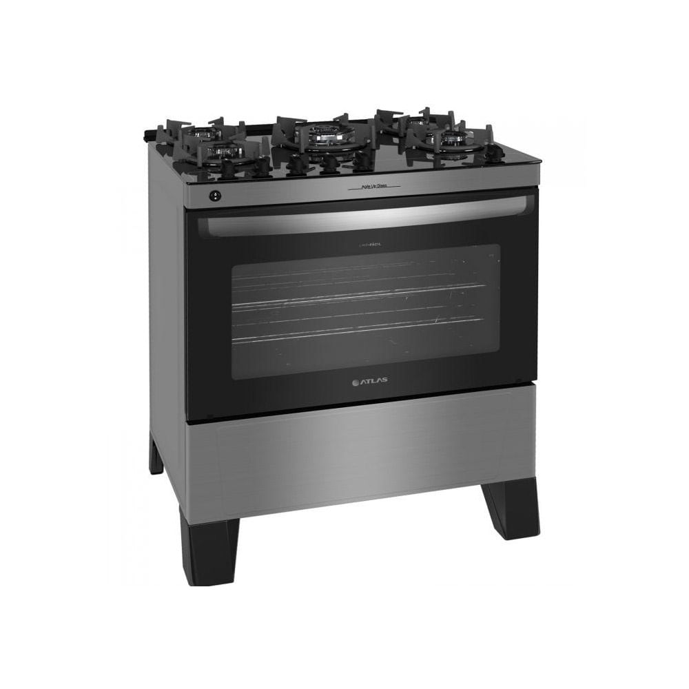 Fogão de Piso Atlas 5 Bocas Agile Up com Mesa de Vidro Inox – Bivolt