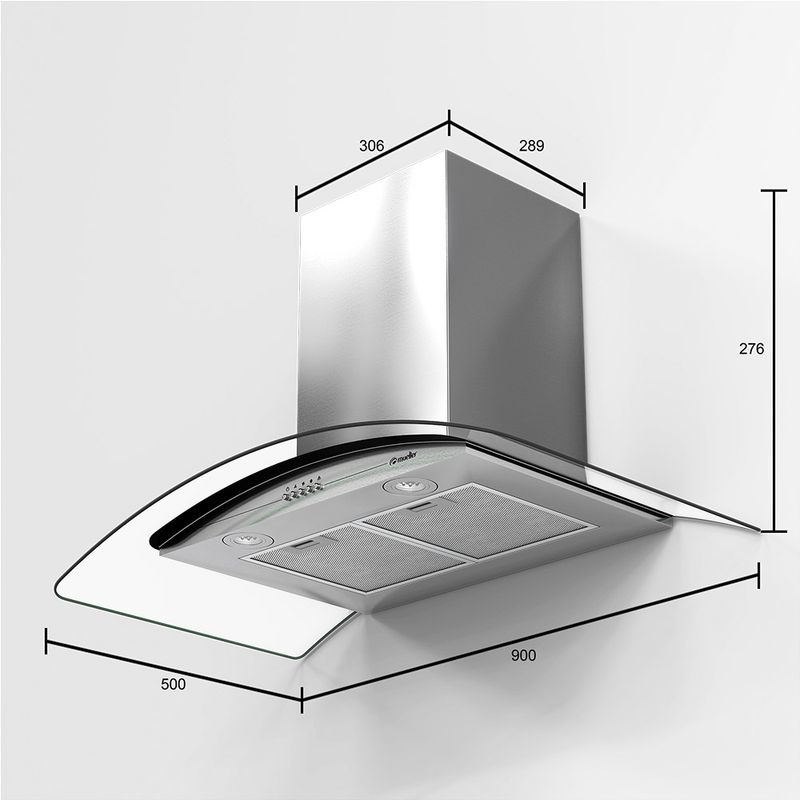 CoifadeParedeMCF1690G1MuellerInox90cm220V