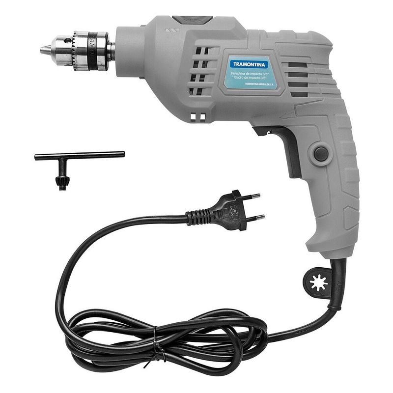 Furadeira-de-Impacto-Tramontina-Cinza-3-8--Uso-Domestico-com-Velocidade-Variavel-Sistema-de-Reversao-e-Botao-para-Travamento-de-Gatilho-–-127-Volts