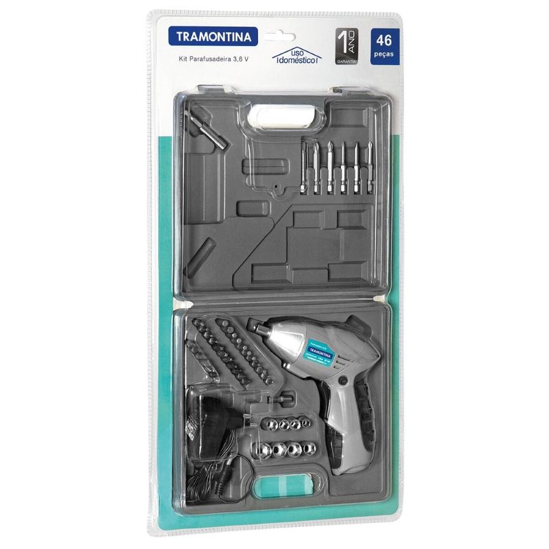 Parafusadeira46PecasCinzaTramontina4238004536Volts