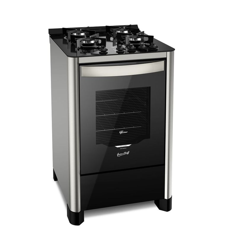 Fogao-de-Piso-Fischer-4-Bocas-Gran-Cheff-com-Mesa-de-Vidro-Silver---Bivolt-