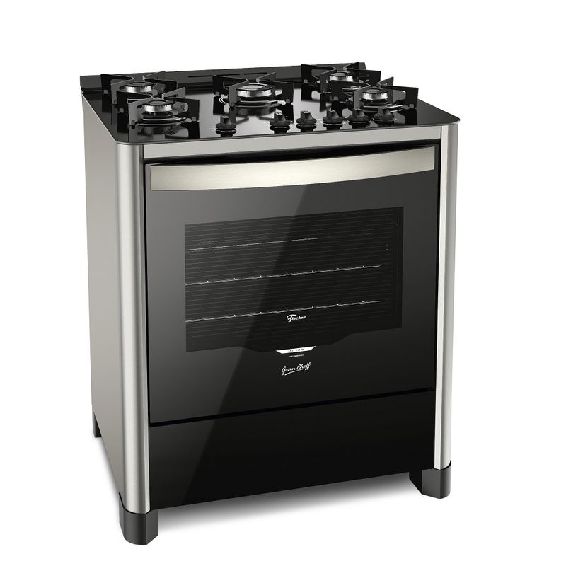 Fogao-de-Piso-Fischer-5-Bocas-Gran-Cheff-com-Mesa-de-Vidro-Silver---Bivolt-