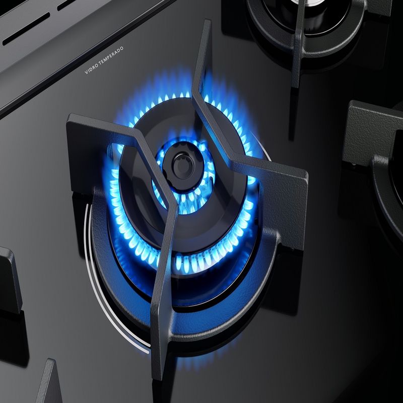 FogaodePisoFischer5QueimadoresTCPretoInoxGranChef127Volts