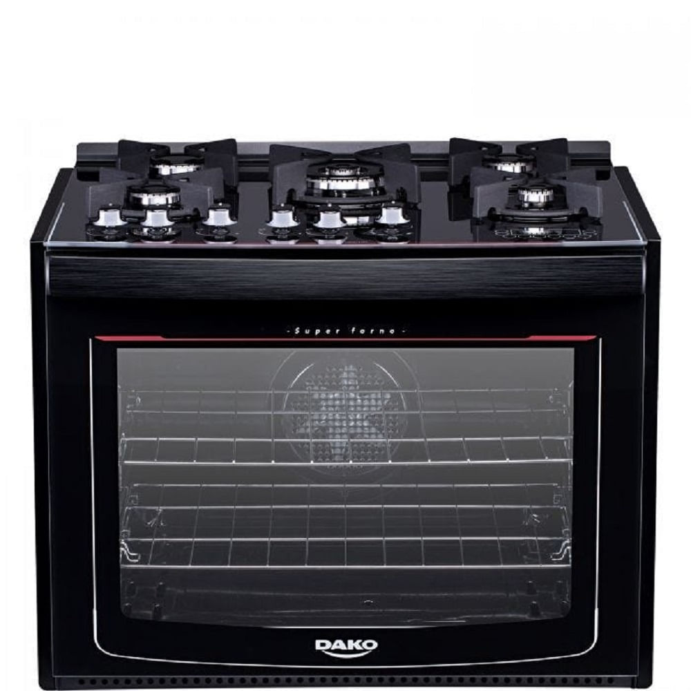 Fogão 5 Bocas de Embutir Dako Turbo Glass Preto Mesa em Vidro - Bivolt - 300000404