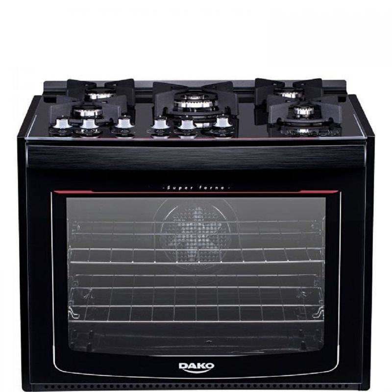 Fogao-de-Embutir-Dako-5-Bocas-Preto-Turbo-Glass---Bivolt
