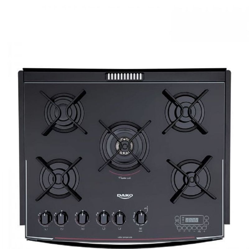 Fogao-de-Embutir-Dako-5-Bocas-Preto-Turbo-Glass---Bivolt