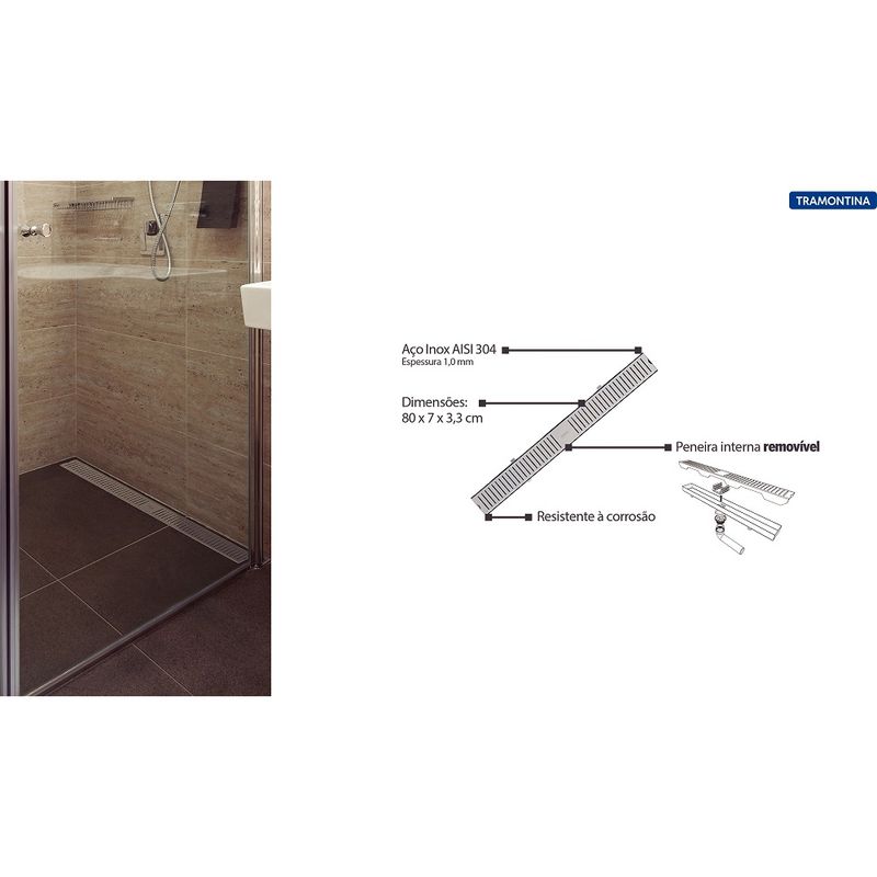 RaloSlimTramontina80x7cmemAcoInox