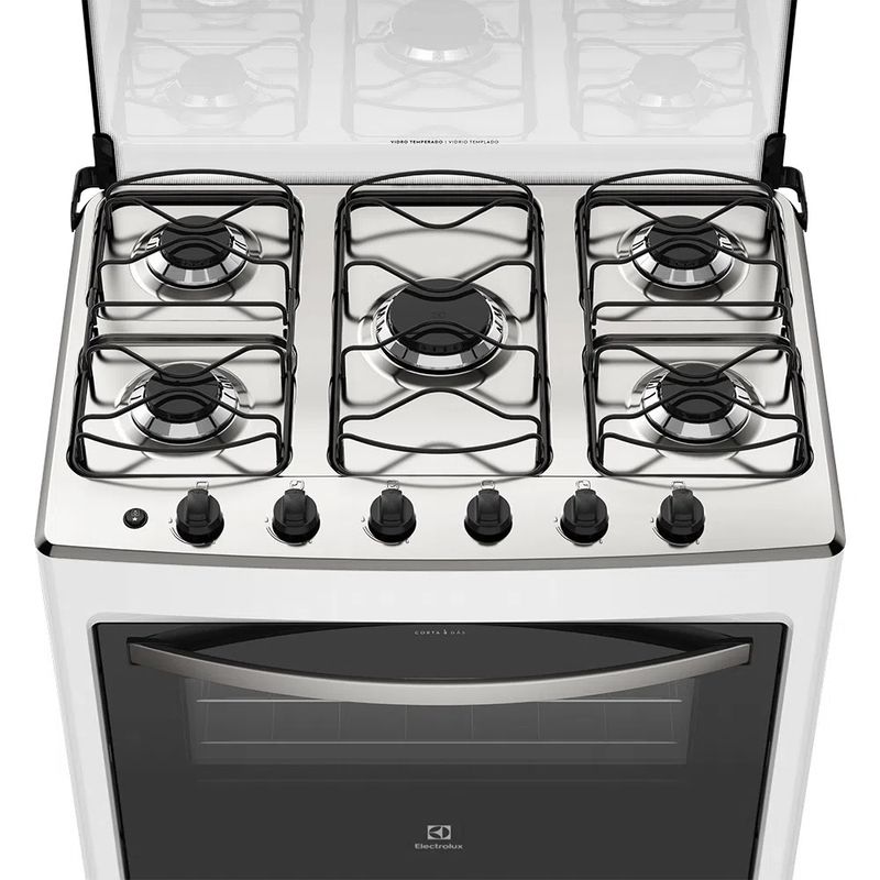 FogaodePisoElectrolux5BocasAutomaticocomUltraChamaePainelCompletoBranco76LBU–Bivolt