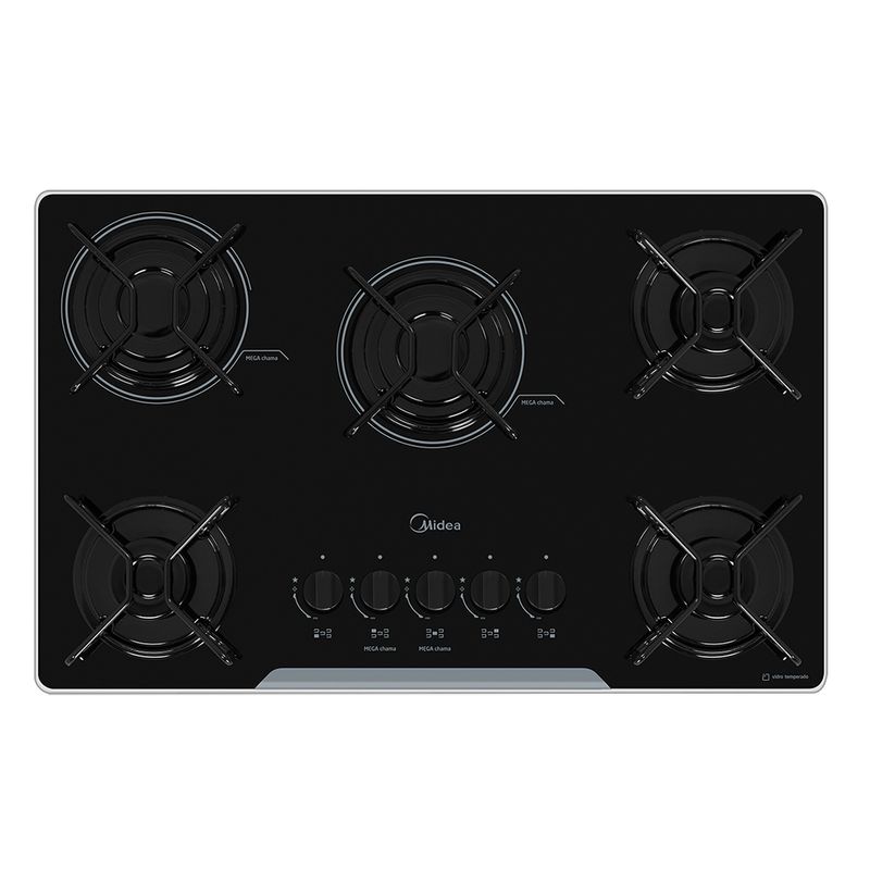 CooktopMidea5BocascomMesadeVidroPretoMDGV50–Bivolt