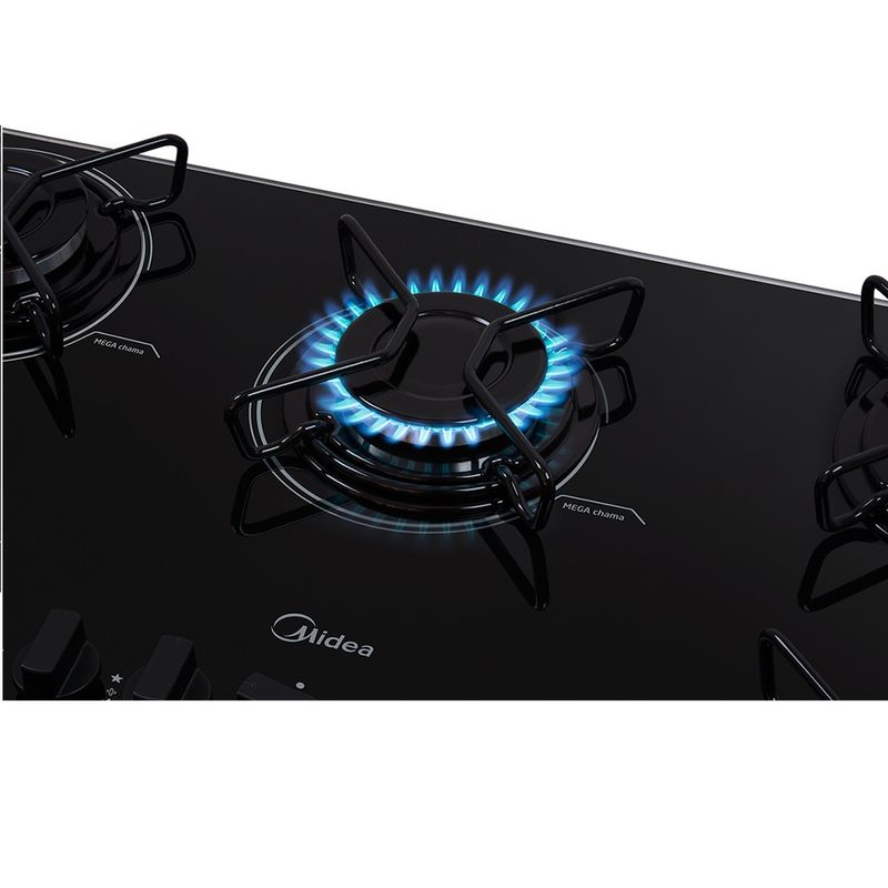 CooktopMidea5BocascomMesadeVidroPretoMDGV50–Bivolt