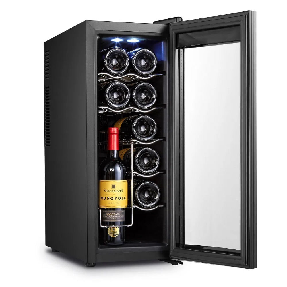 Adega-Britania-12-Garrafas-Display-Digital-e-Placa-Termoeletrica-Preta-BAD12P-–-220-Volts
