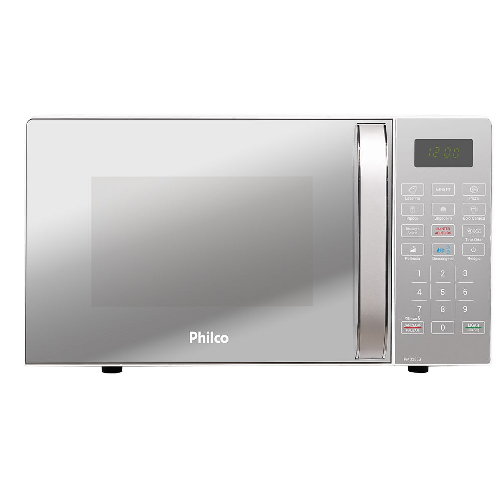 MicroondasPhilco20LitroscomRevestimentoLimpaFacilPortaEspelhadaBrancoPMO23EB–220Volts