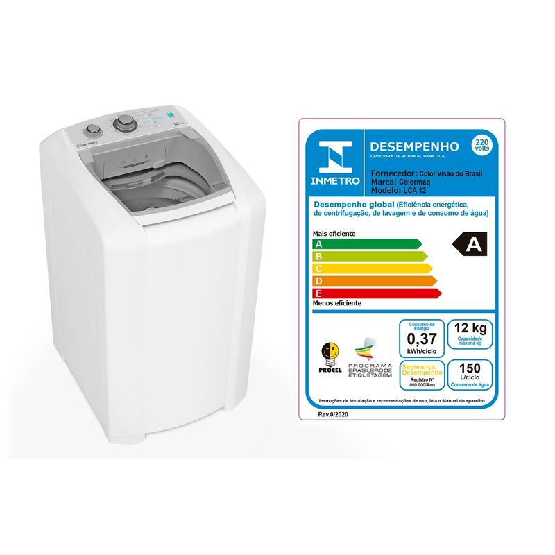 LavadoraColormaq12KgAutomaticaBrancaLCA12–220Volts