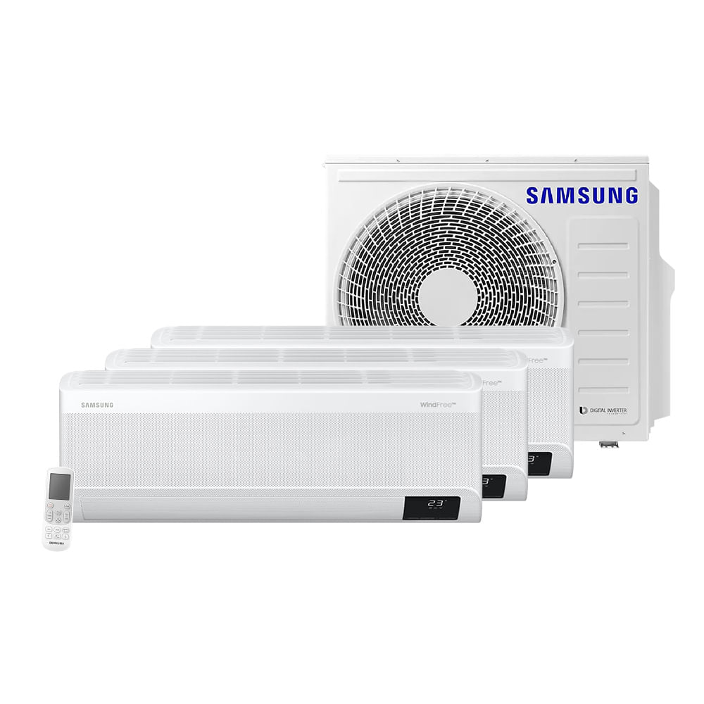 Ar Condicionado Multi Split Samsung Hi Wall Wind Free 3x9000 BTU/h Quente e Frio AJ080AXJ4KH/AZ– 220 Volts