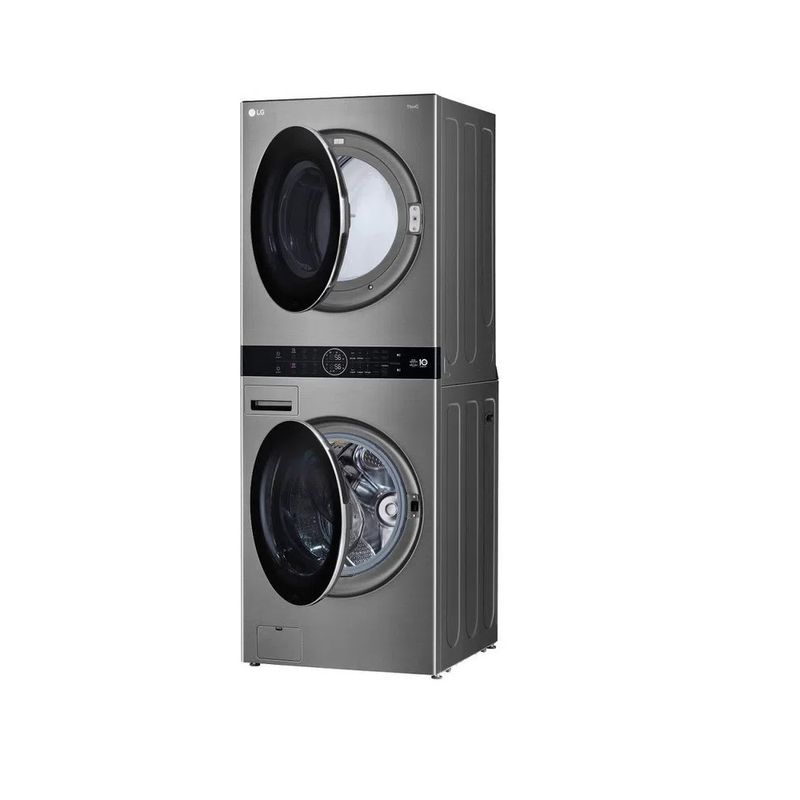 Lava-e-Seca-Smart-LG-17Kg-Wash-Tower-com-Inteligencia-Artificial-Aco-Escovado-WK17VS6A---220-Volts