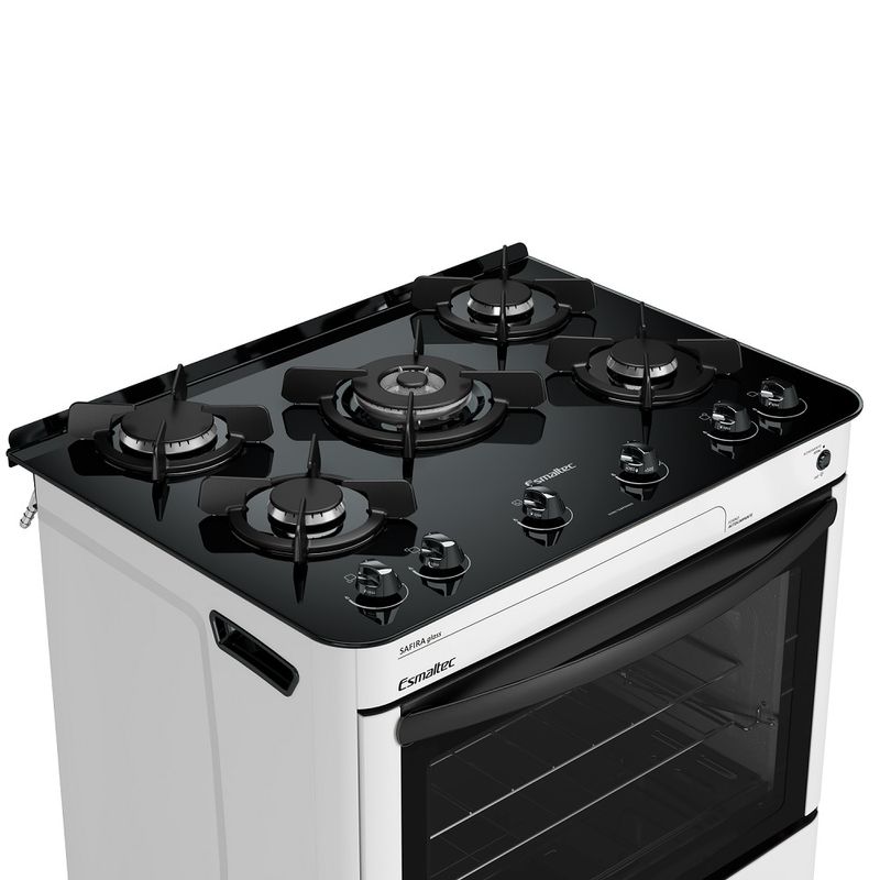 Fogao-Esmaltec-5-Bocas-Safira-Glass-Branco---Bivolt