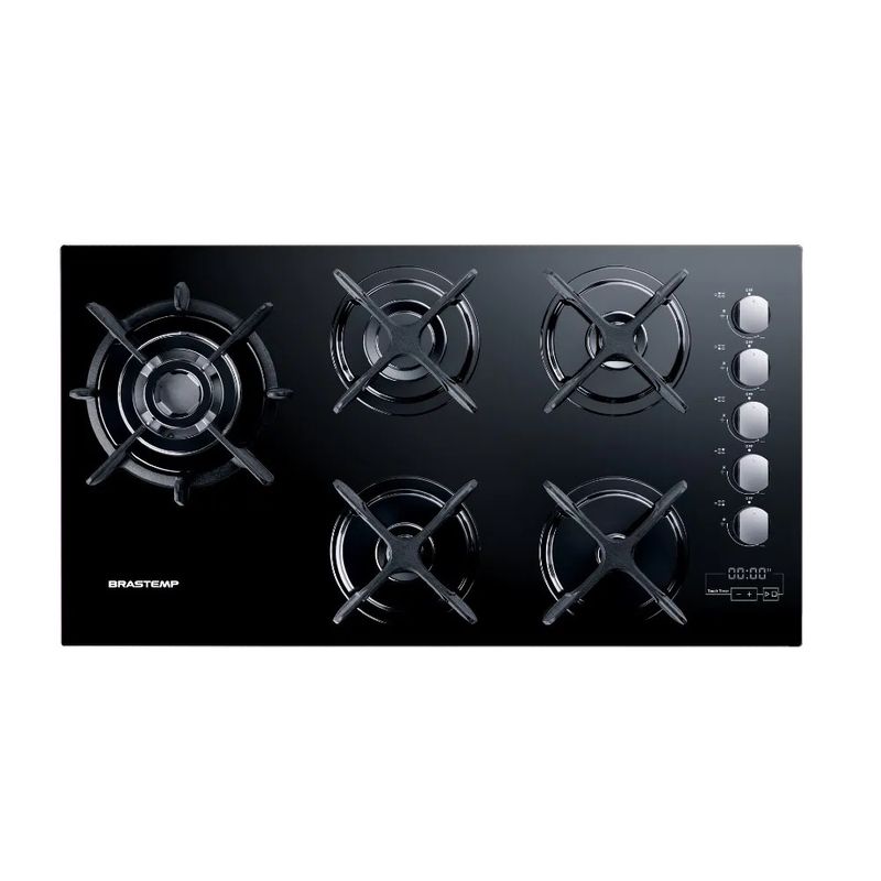 Cooktop Brastemp 5 Bocas Gourmand com Quadrichama e Timer Touch Preto