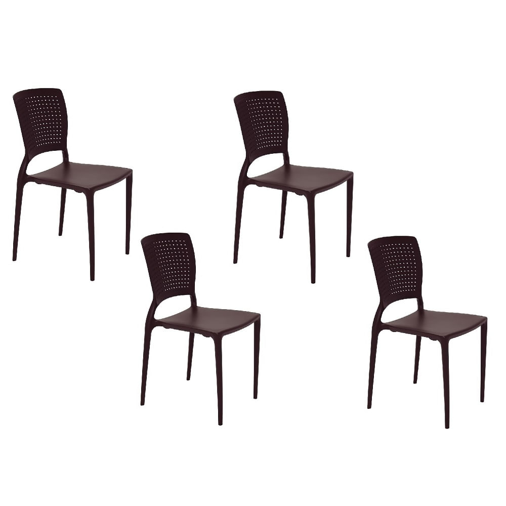 Conjunto Com 4 Cadeiras Tramontina Safira Em Polipropileno E Fibra De Vidro  Terracota