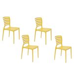 Conjuntode4CadeirasPlasticasTramontinaEncostoVazadoSofiaAmarela