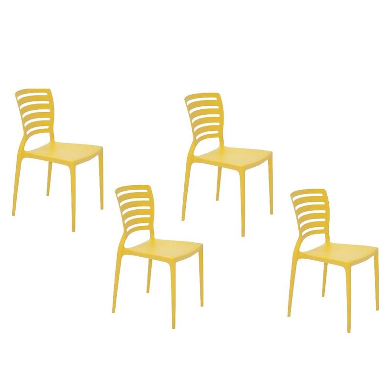Conjuntode4CadeirasPlasticasTramontinaEncostoVazadoSofiaAmarela