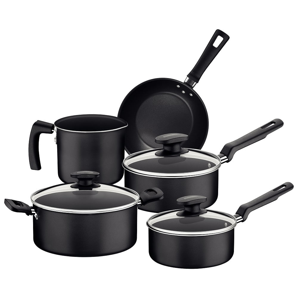 JogodePanelasTramontina5PecasLoretoemAluminiocomRevestimentoAntiaderenteStarflonMaxcomCaboseAlcasGrafite