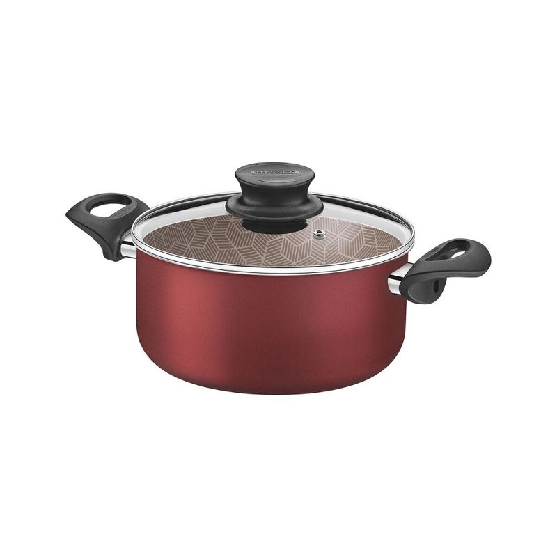 JogodePanelasTramontina5PecasParisemAluminiocomRevestimentoAntiaderenteStarflonMaxVermelho