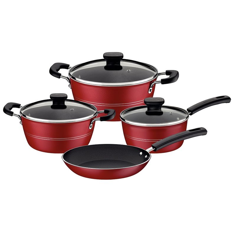 JogodePanelasTramontina4PecasSiciliaemAluminiocomRevestimentoAntiaderenteStarflonExcellentVermelho