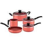 JogodePanelasTramontina5PecasEvoraemAluminiocomRevestimentoInternoCeramicoeExternodeSiliconeCoral