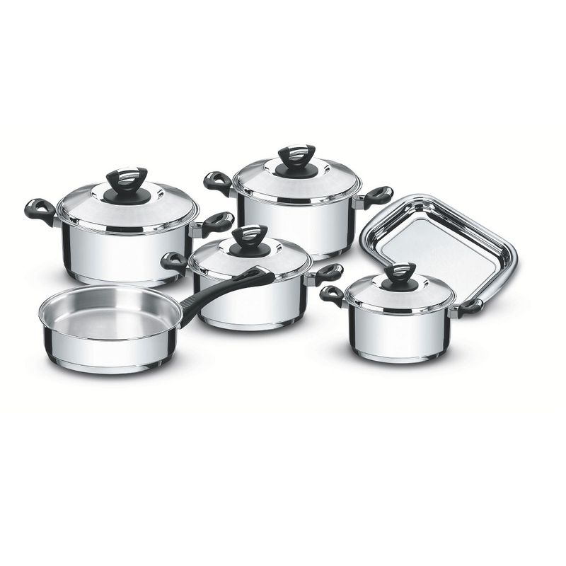 JogodePanelasTramontina6PecasSolarBaqueliteemAcoInoxcomFundoTriplocomCaboseAlcasdeBaquelite