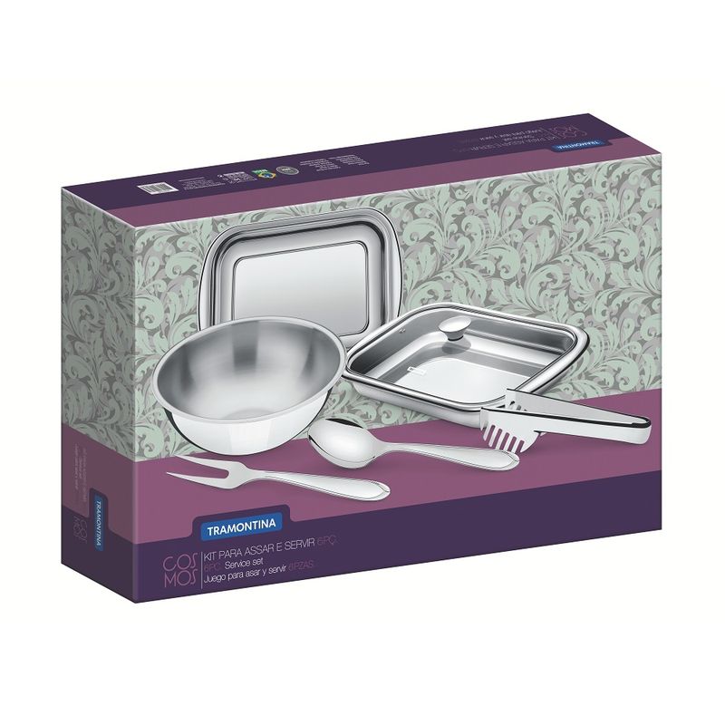 KitAssadeiraTramontina6PecasCosmosEmAcoInox