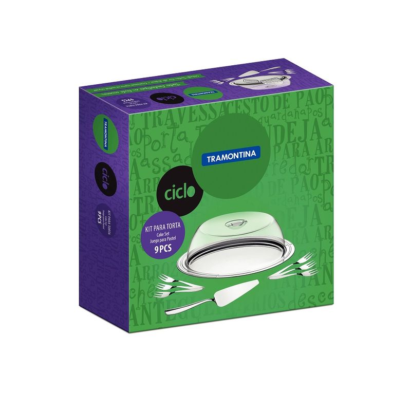 KitparaTortaTramontina9PecasCicloemAcoInox