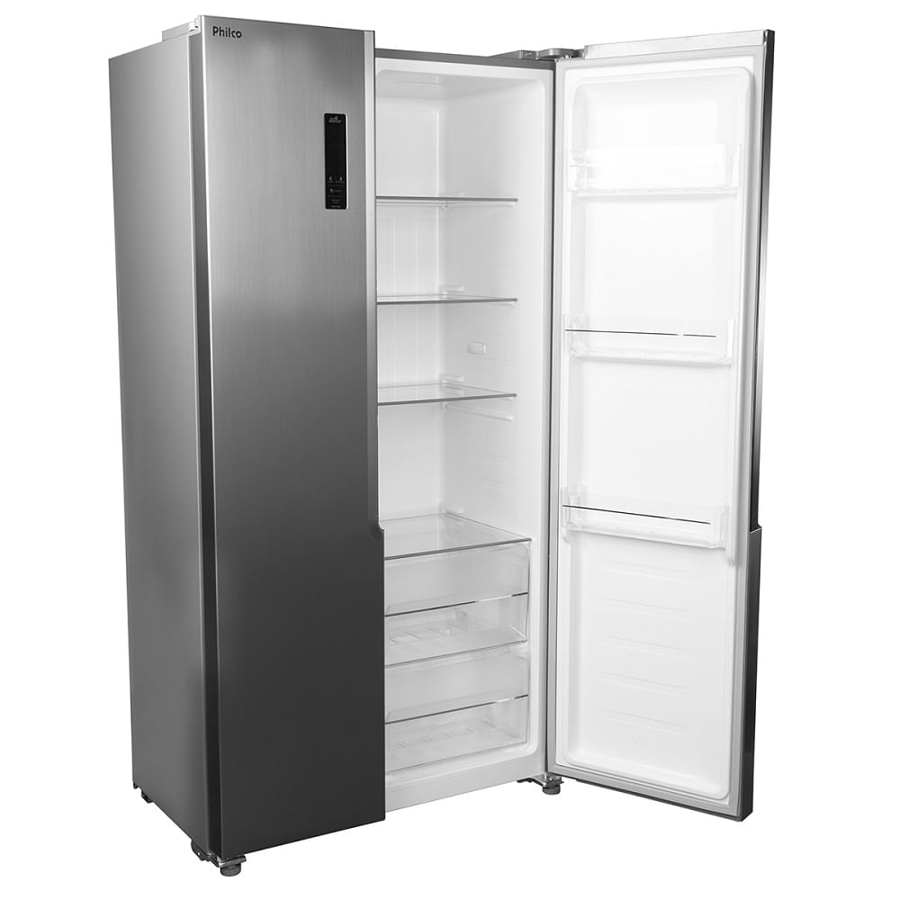 Refrigerador-Philco-437-Litros-Side-By-Side-Eco-Inverter-Inox-PRF533I-–-127-Volts