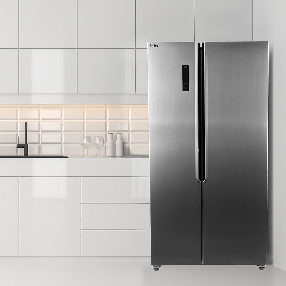 Refrigerador-Philco-437-Litros-Side-By-Side-Eco-Inverter-Inox-PRF533I-–-127-Volts