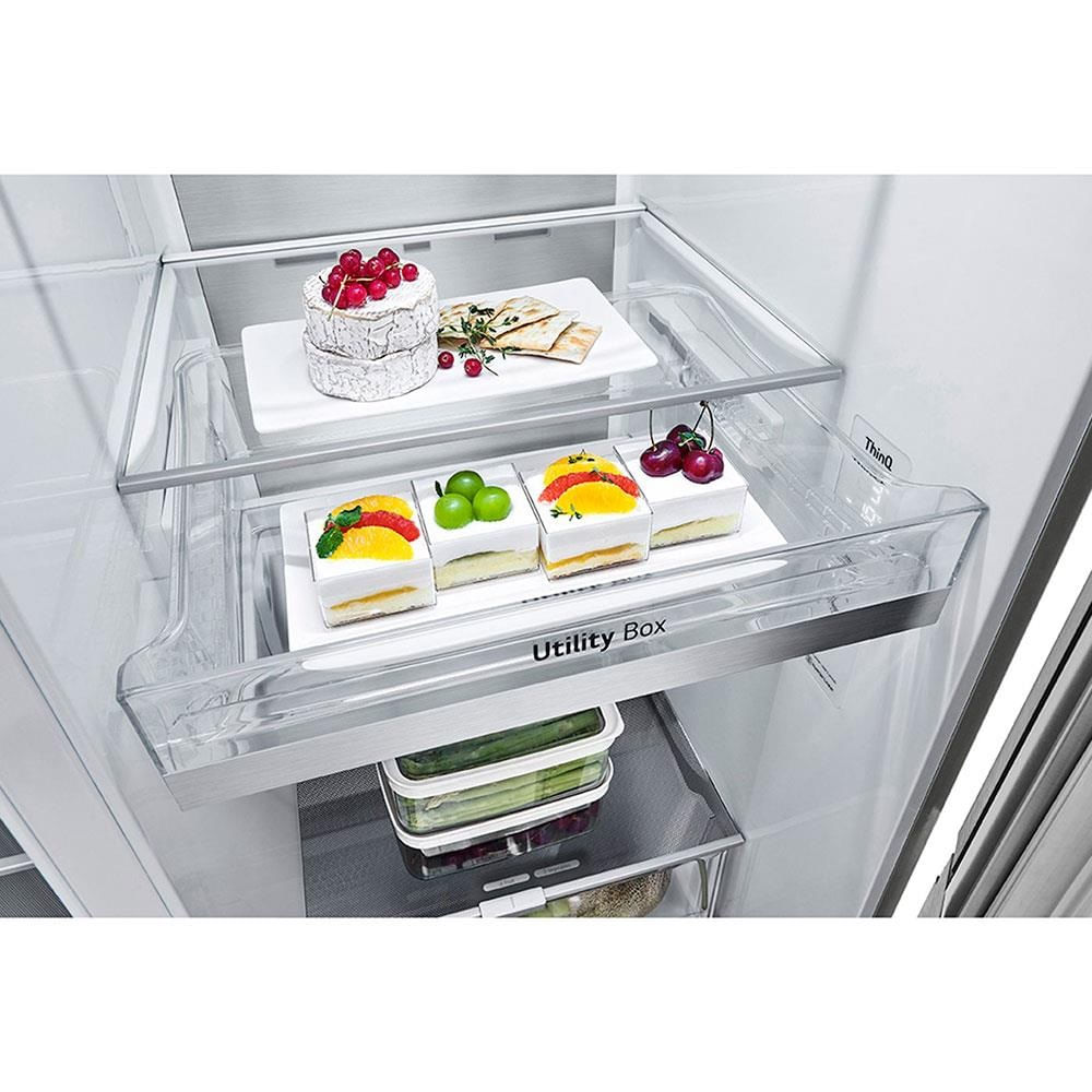 Refrigerador-Smart-LG-611-Litros-Side-by-Side-Door-in-Door-Uvnano-Aco-Escovado-GC-J257CSF1---220-Volts
