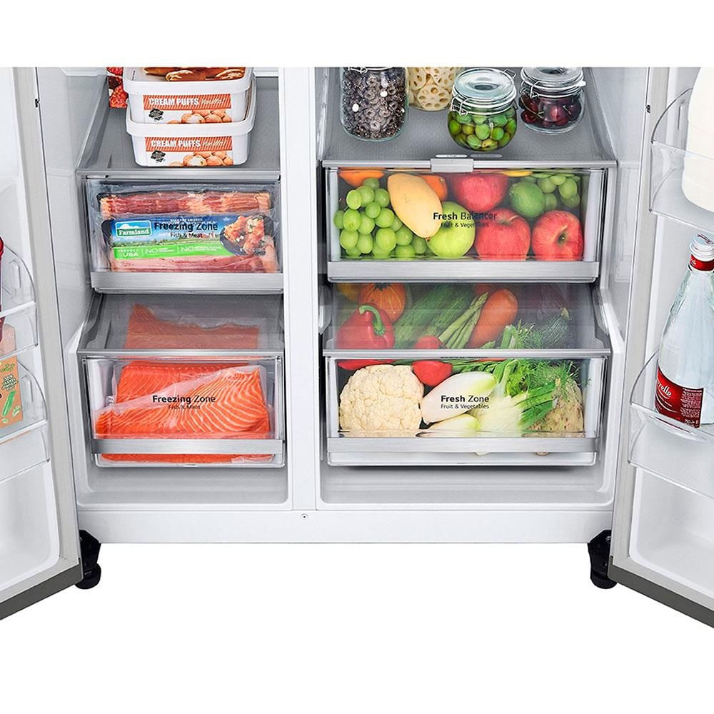 Refrigerador-Smart-LG-611-Litros-Side-by-Side-Door-in-Door-Uvnano-Aco-Escovado-GC-J257CSF1---220-Volts