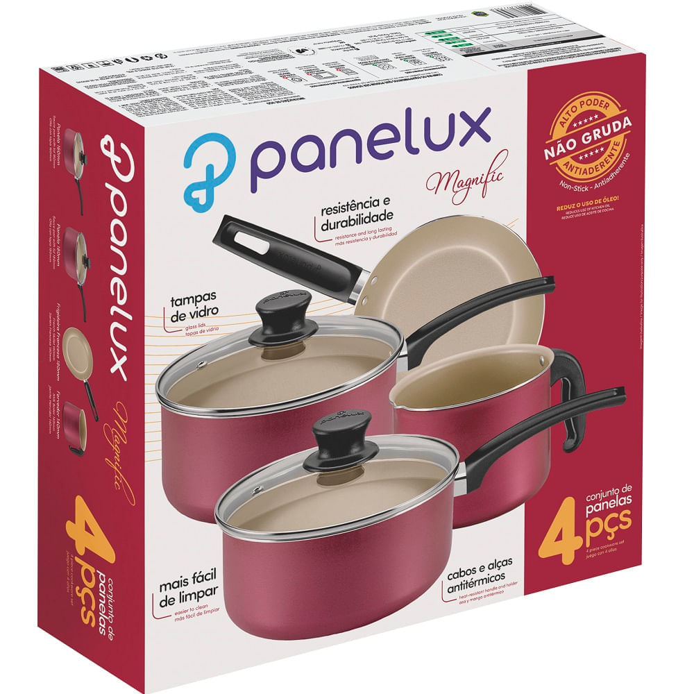Jogo de Panelas Panelux 4 Peças Magnific Revestimento Interno e Externo ...