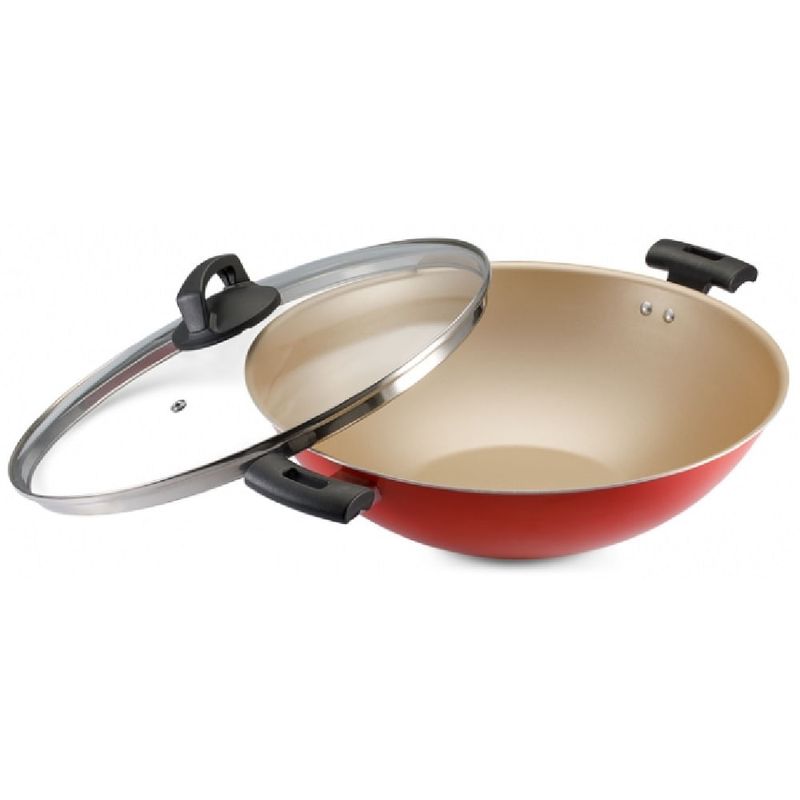 Panela-Wok-Panelux-5-Litros-32cm-Antiaderente-com-Tampa-de-Vidro-Premium-Vermelha