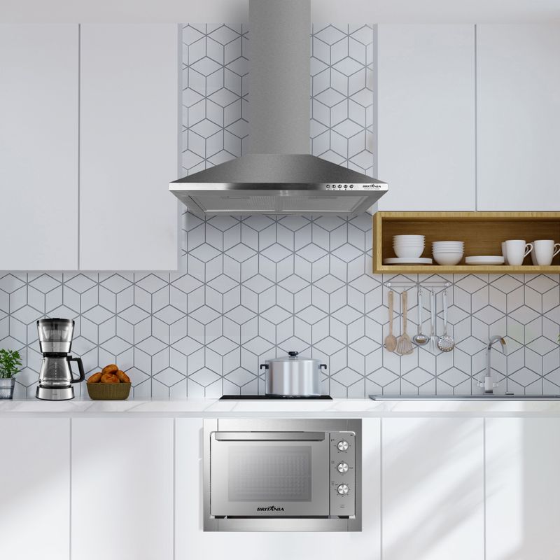 CoifadeParedeBritania60cmDepuradoreExaustorPiramideInoxBCO65I127Volts