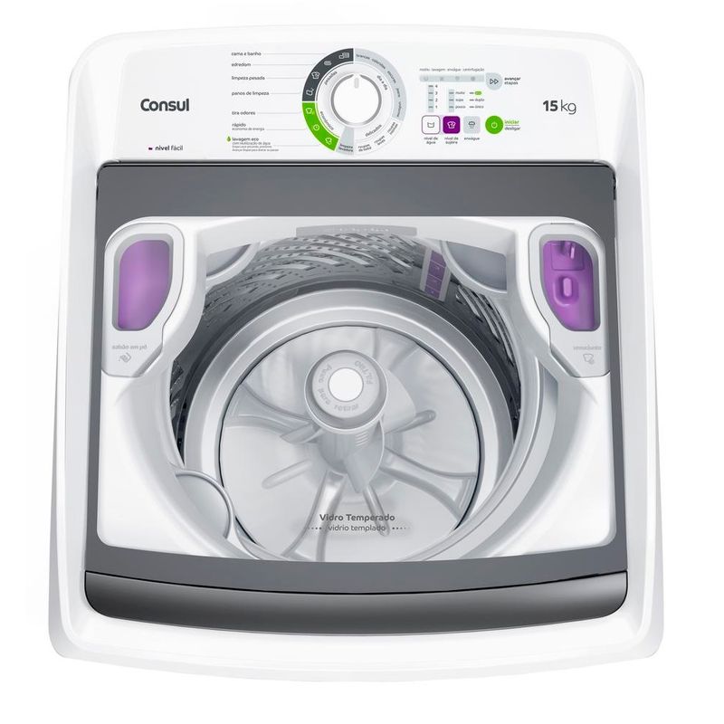 LavadoraConsul15KgcomLavagemEconomicaeCicloEdredomBrancaCWH15AB–127Volts